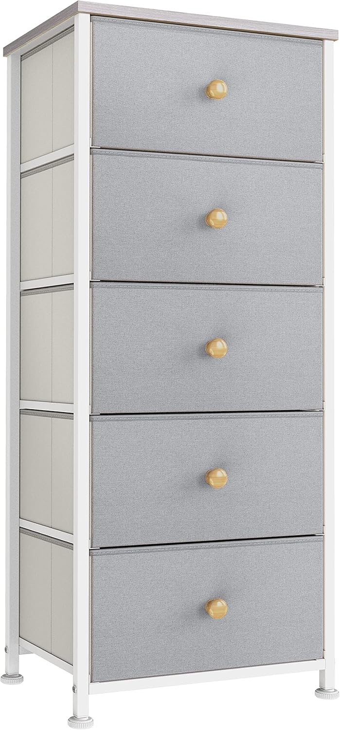 5 Drawer Tall Dresser with Fabric Bins P835917