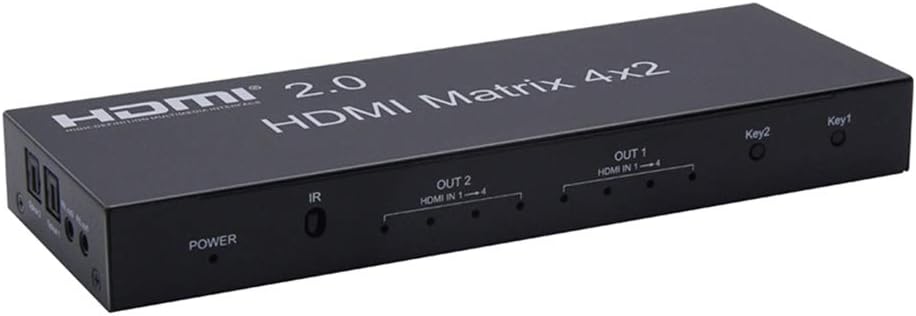 4K HDMI 2.0 Matrix 4X2 Switch with Optical & L/R 3.5mm Output I7741