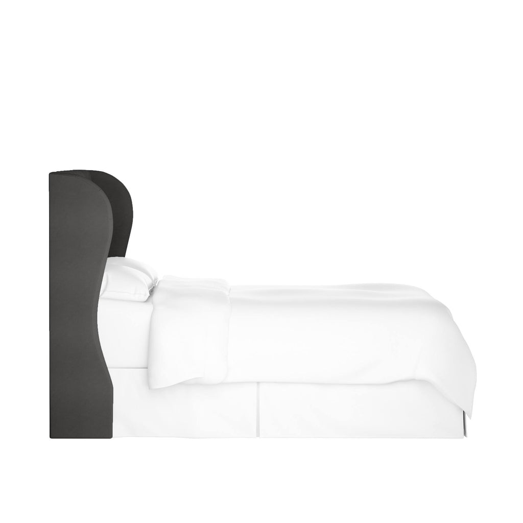Tufted Wingback Headboard Dark Gray Velvet H989195