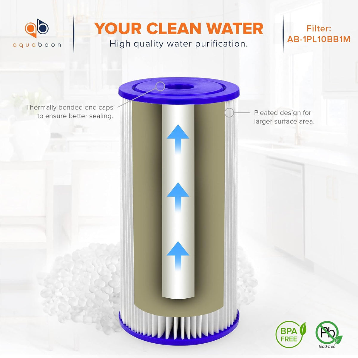 1 Micron 10 Pleated Sediment Water Filter Replacement Cartridge, 4-Pack Q998666
