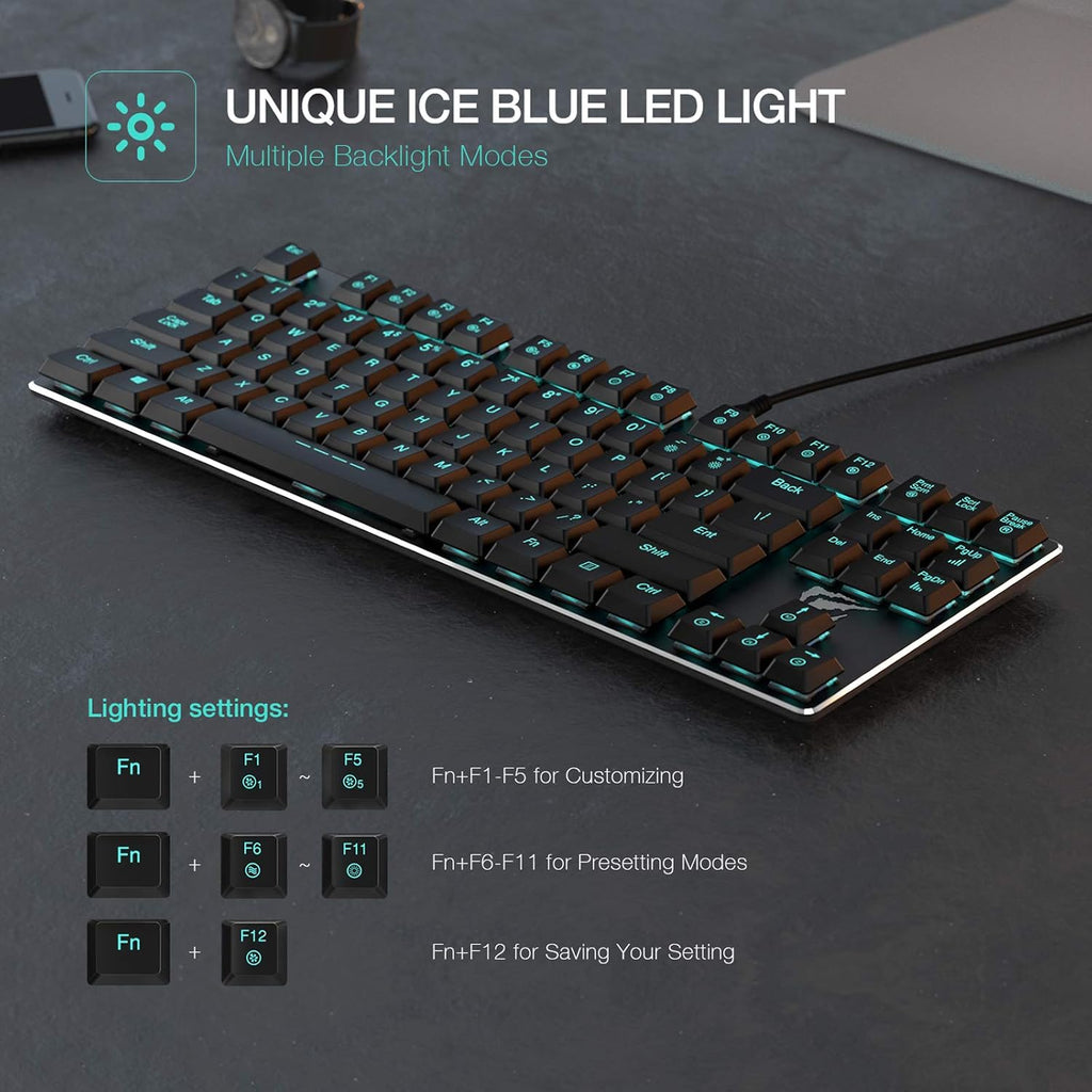 87 Keys Backlit Wired Mechanical Gaming Keyboard K478786