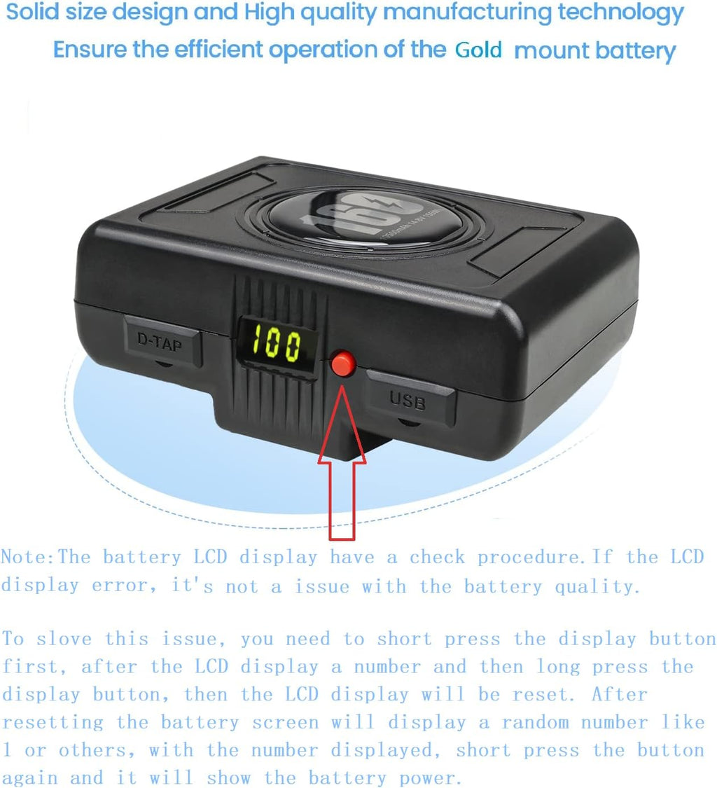 155Wh Gold Mount Battery with D-tap Charger and D-Tap Output Cable P53492