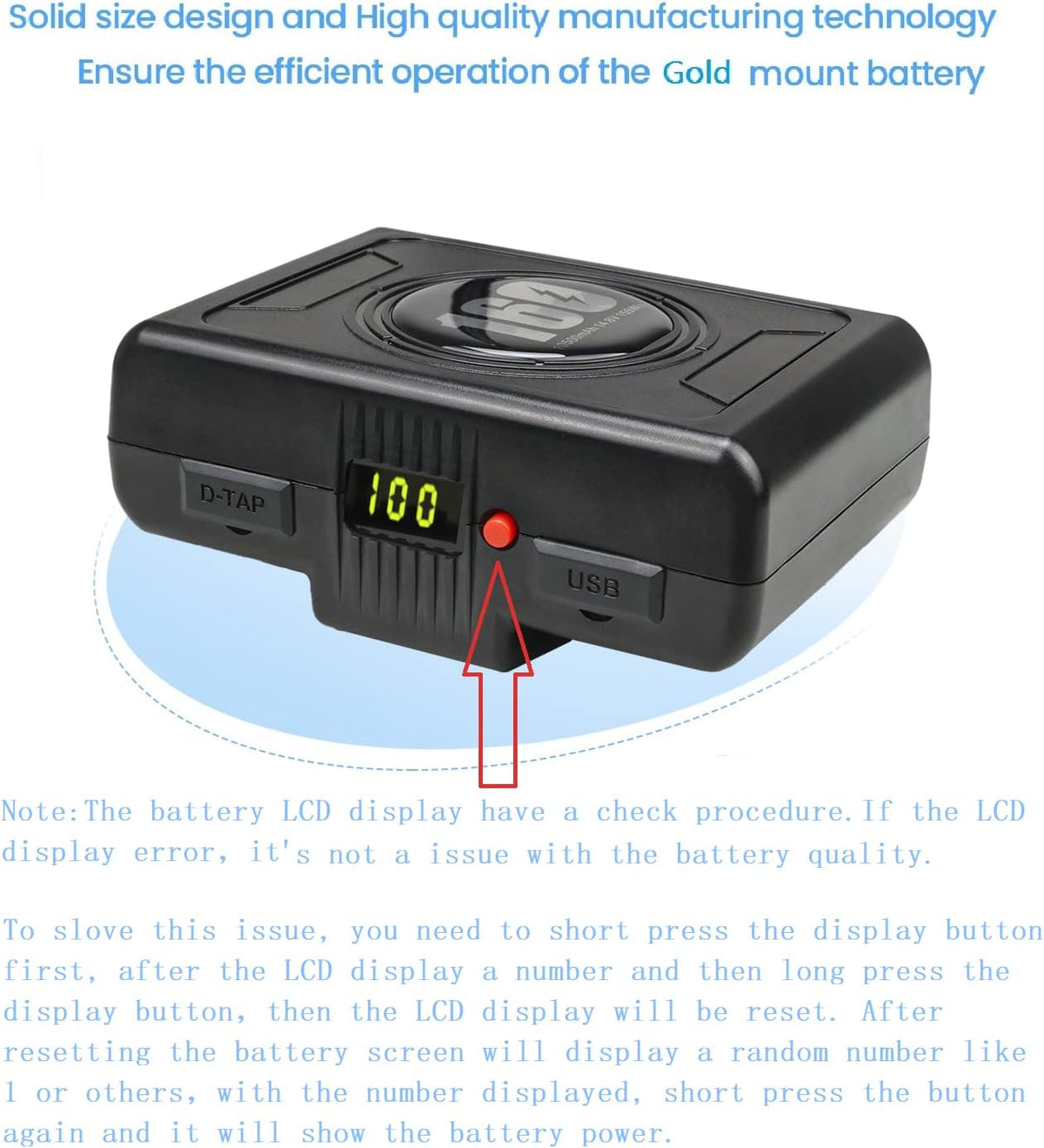 155Wh Gold Mount Battery with D-tap Charger and D-Tap Output Cable P53492