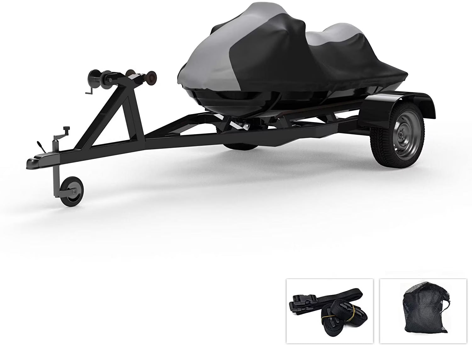 Gray/Black Trailerable Jet Ski Covers with Storage Bag C784