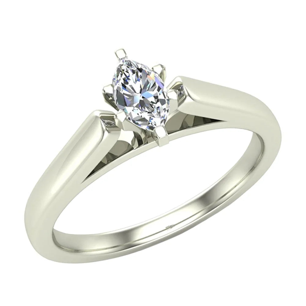 14K White Gold 1/3 Carat Diamond Solitaire Ring E237