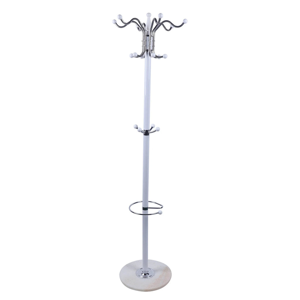 White Marble Metal Coat Rack with 16 Hooks F276858