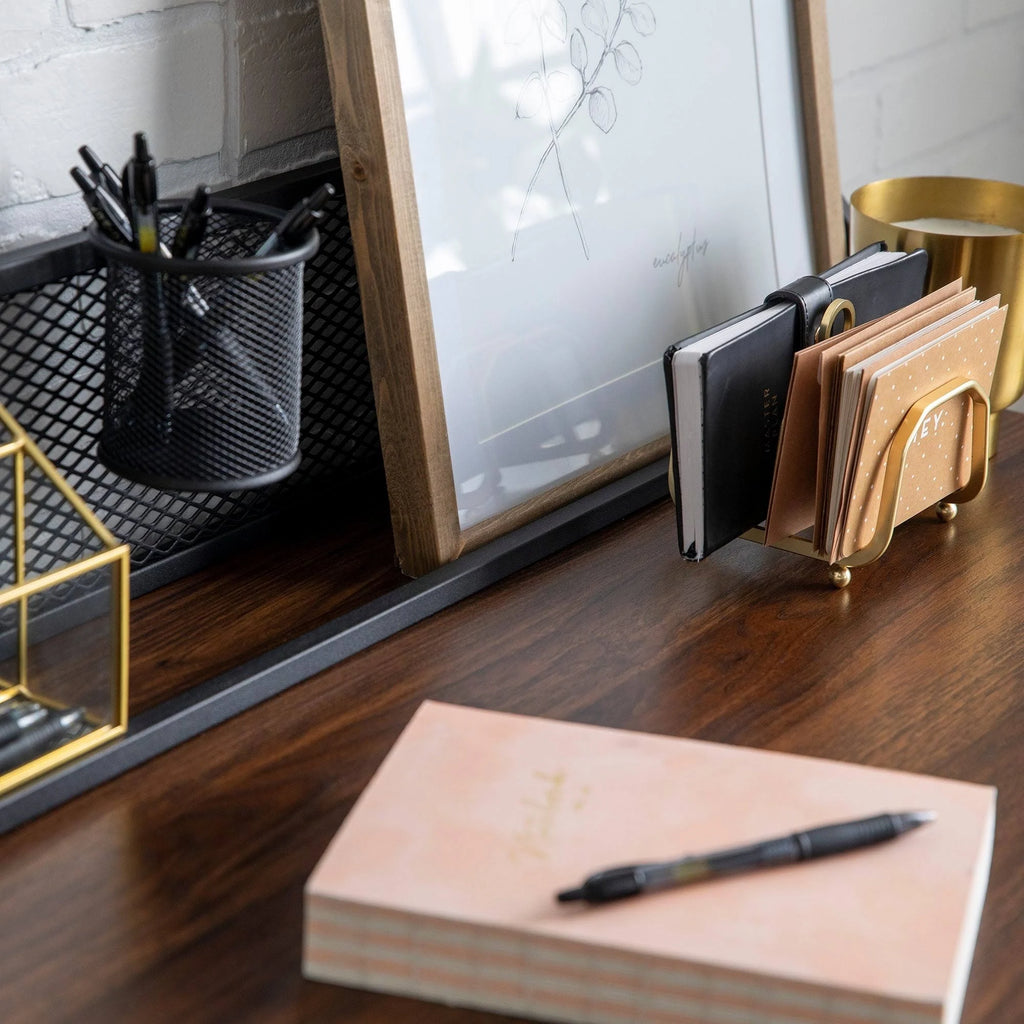 Dark Walnut Mesh Back Writing Desk A503