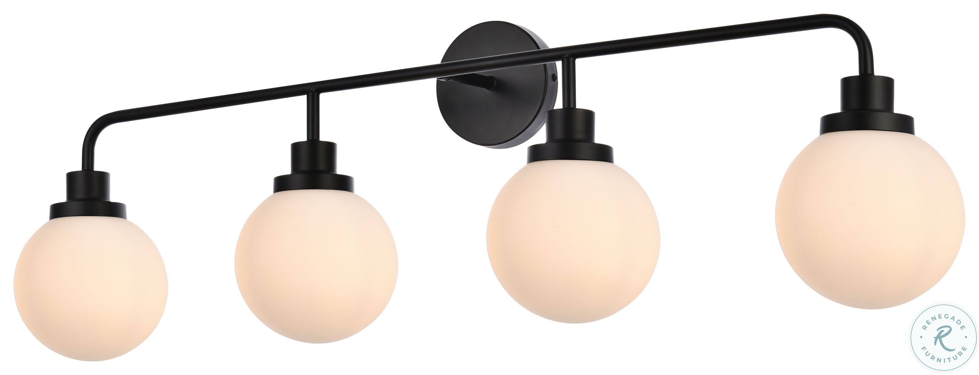 Black 4 Lights Bath Sconce with Frosted Shade O551