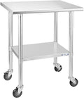 Stainless Steel Table with Caster Wheels and Undershelf U95969
