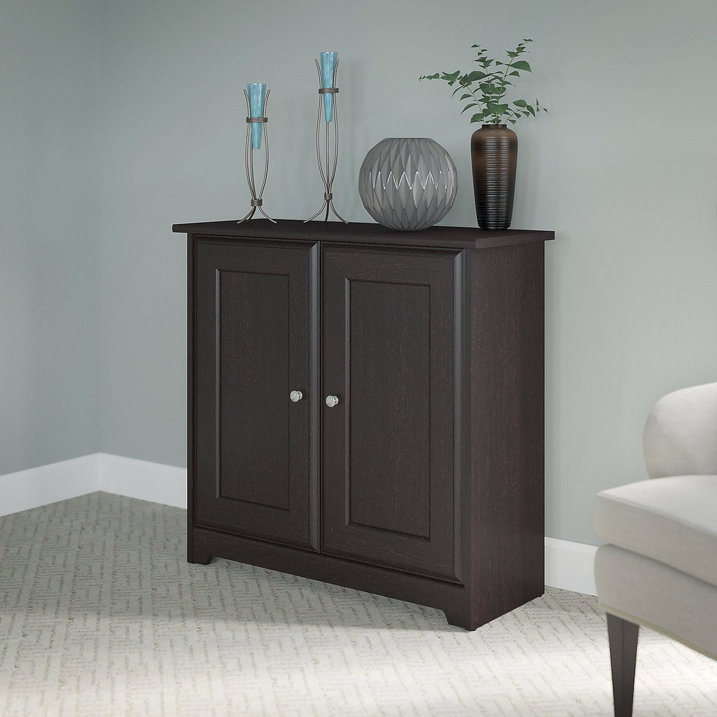 Espresso Oak Low Storage Cabinet with Doors Q34398