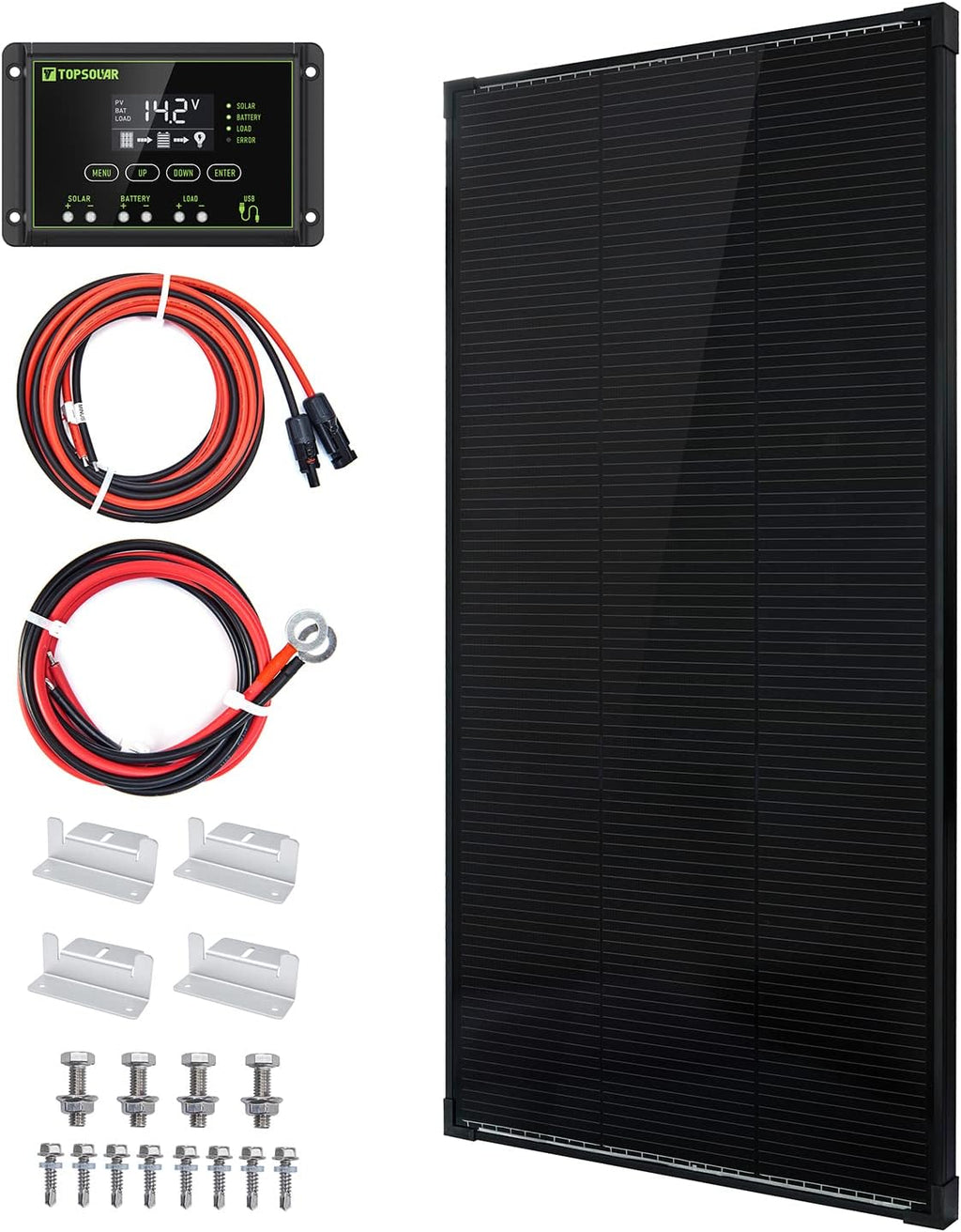 100 Watt 12 Volt Monocrystalline Solar Panel Kit with 20A Charge Controller E14314