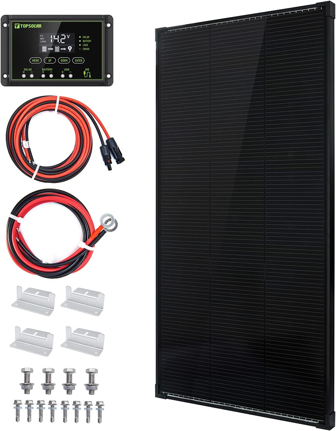 100 Watt 12 Volt Monocrystalline Solar Panel Kit with 20A Charge Controller E14314
