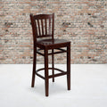 Mahogany Wood Vertical Slat Back Barstool B8756