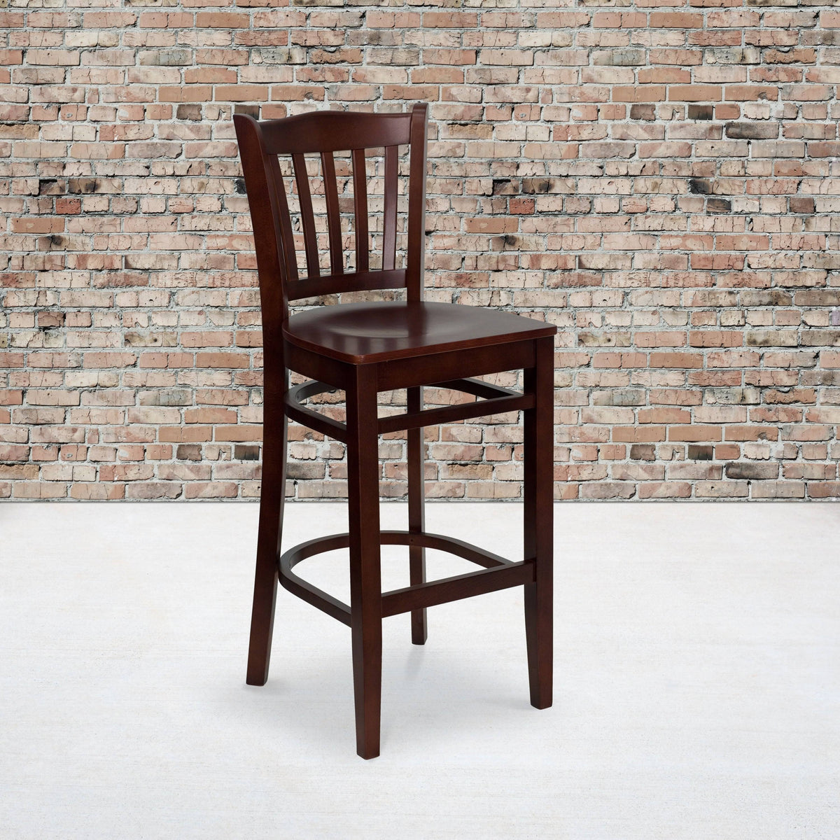 Mahogany Wood Vertical Slat Back Barstool B8756