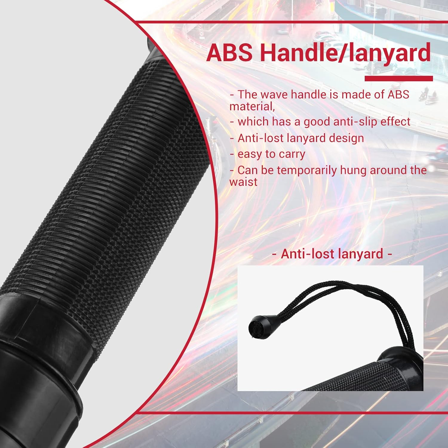 24 Pieces 21 Inch LED Safety Traffic Control Wand with 2 Flashing Modes, Wrist Strap Lanyard and Side Clip D22360