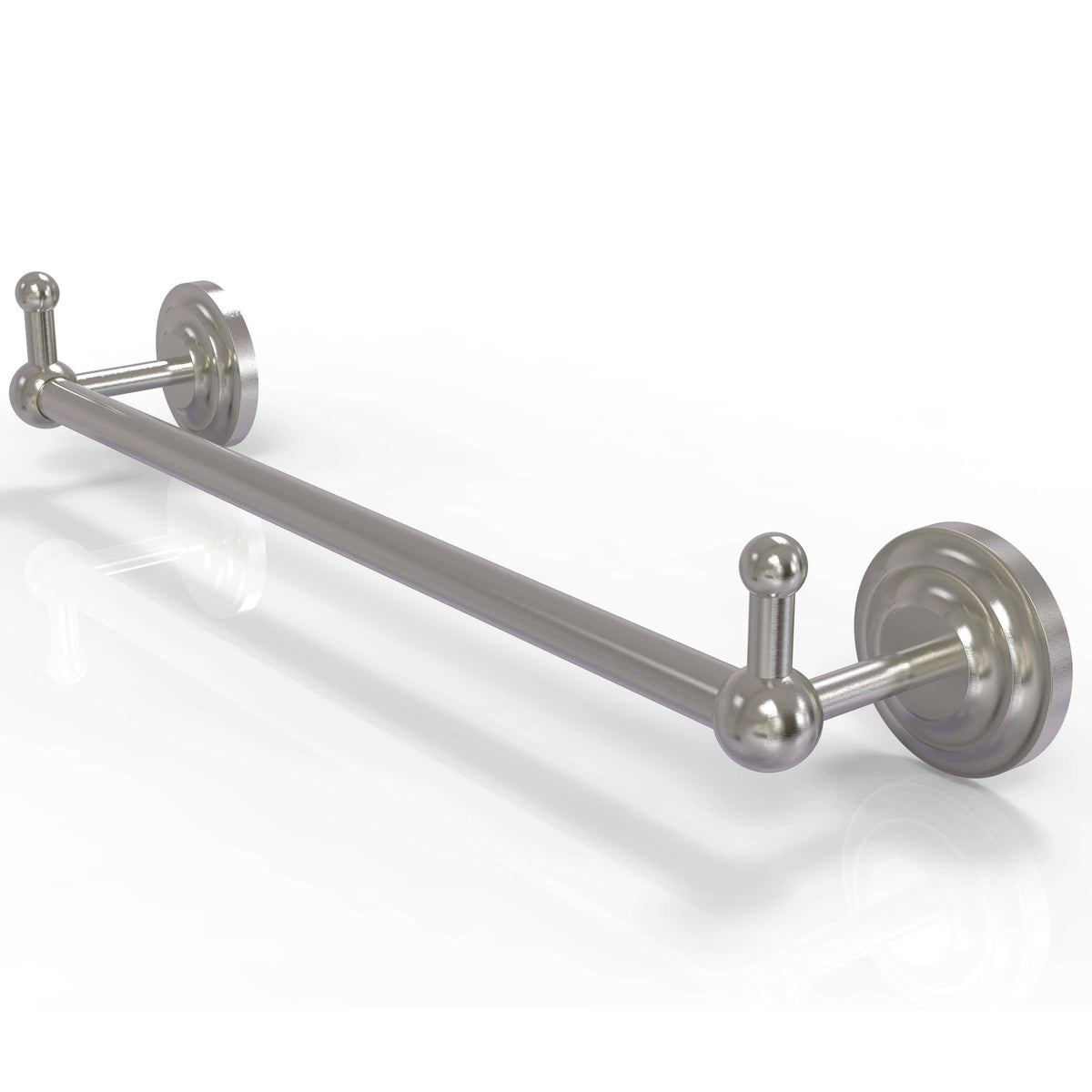 Satin Nickel 24 inch Towel Bar with Integrated Hooks D281