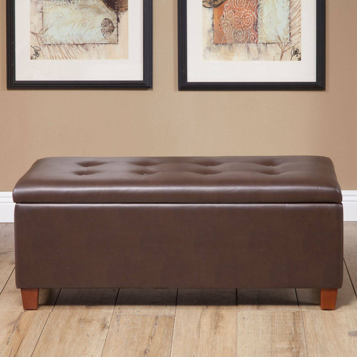 Faux Leather Tufted Storage Bench A140952