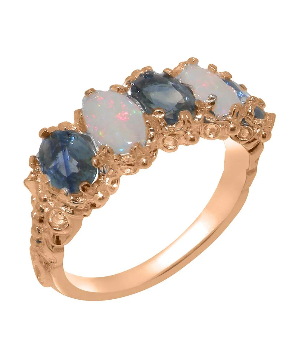 18k Rose Gold Natural Sapphire & Opal Eternity Ring W2024