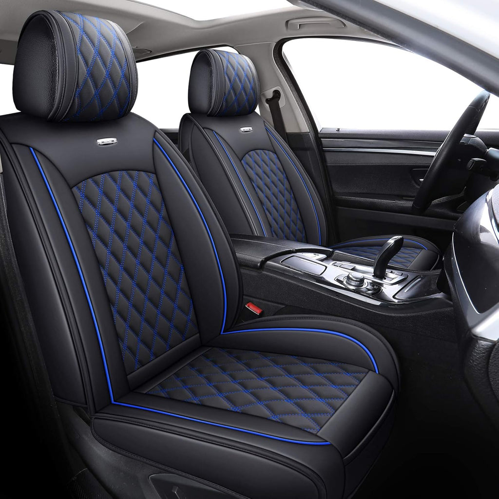 Black-White Waterproof Leather Car Front Seat Covers (2 PCS Front) S892323