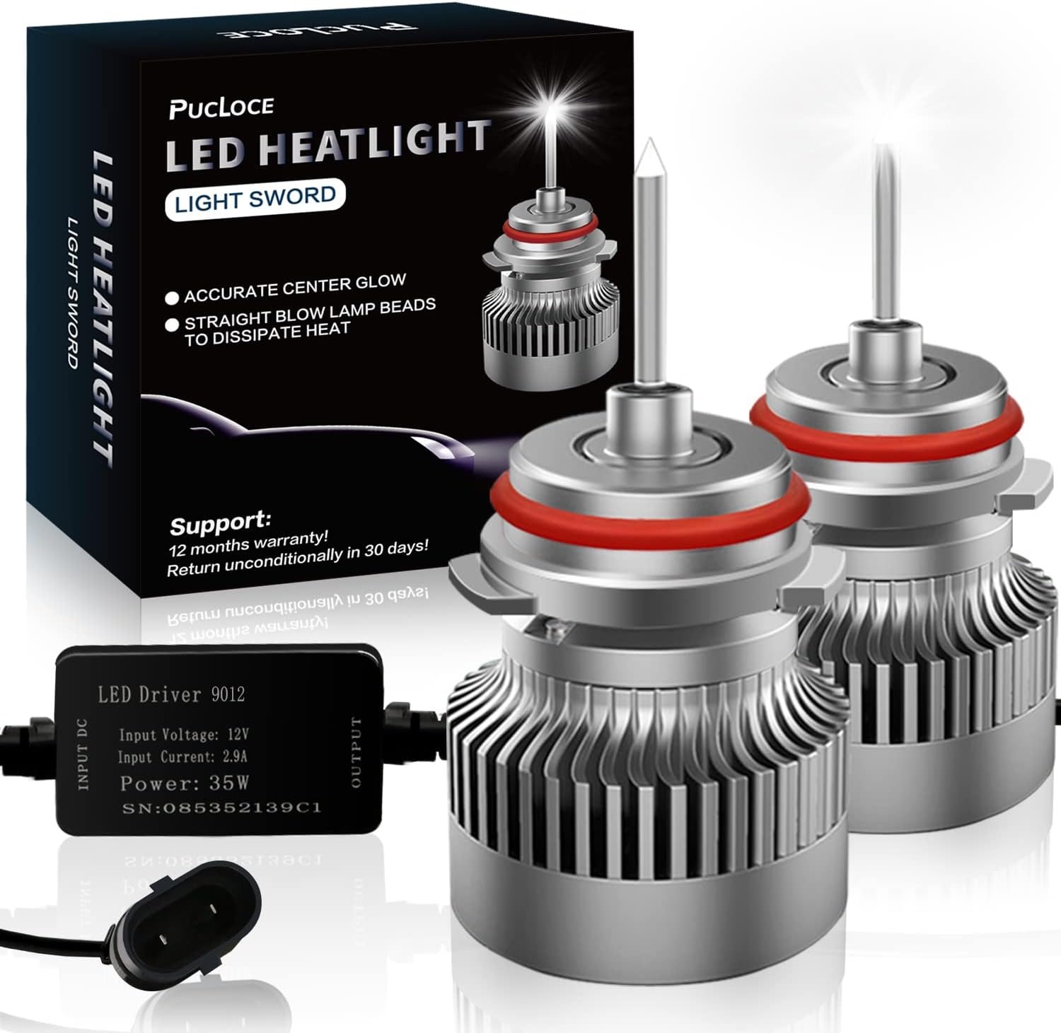 6500K Cool White LED Headlight Bulbs Conversion Kit Pack of 2 Z8050