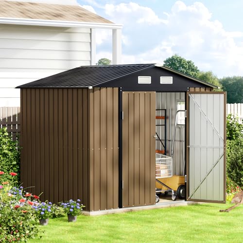 Brown Outdoor Steel Storage Shed V365379