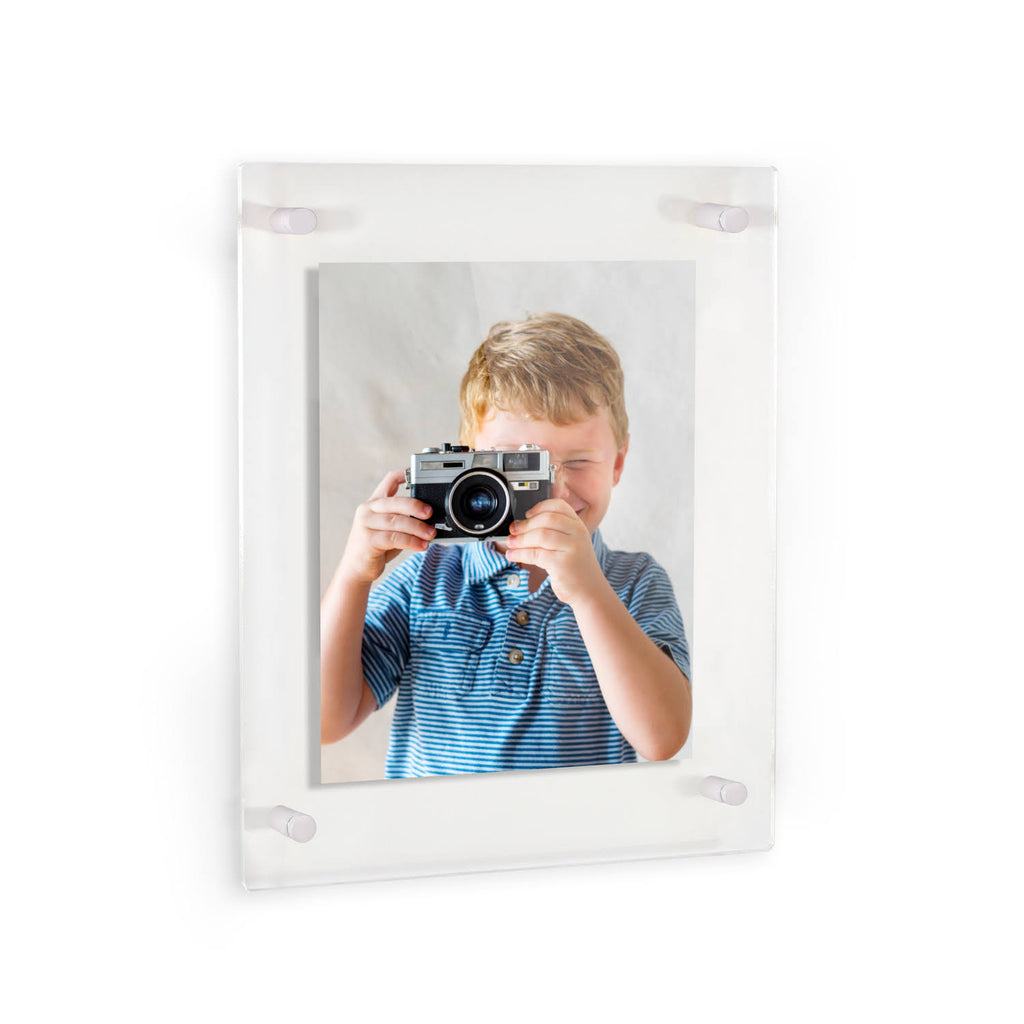 Acrylic Floating Frame for Pictures Up to 30x36 Inches with White Acrylic Standoff C174