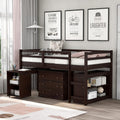 Espresso Wood Twin Loft Bed with Cabinet and Desk R251135