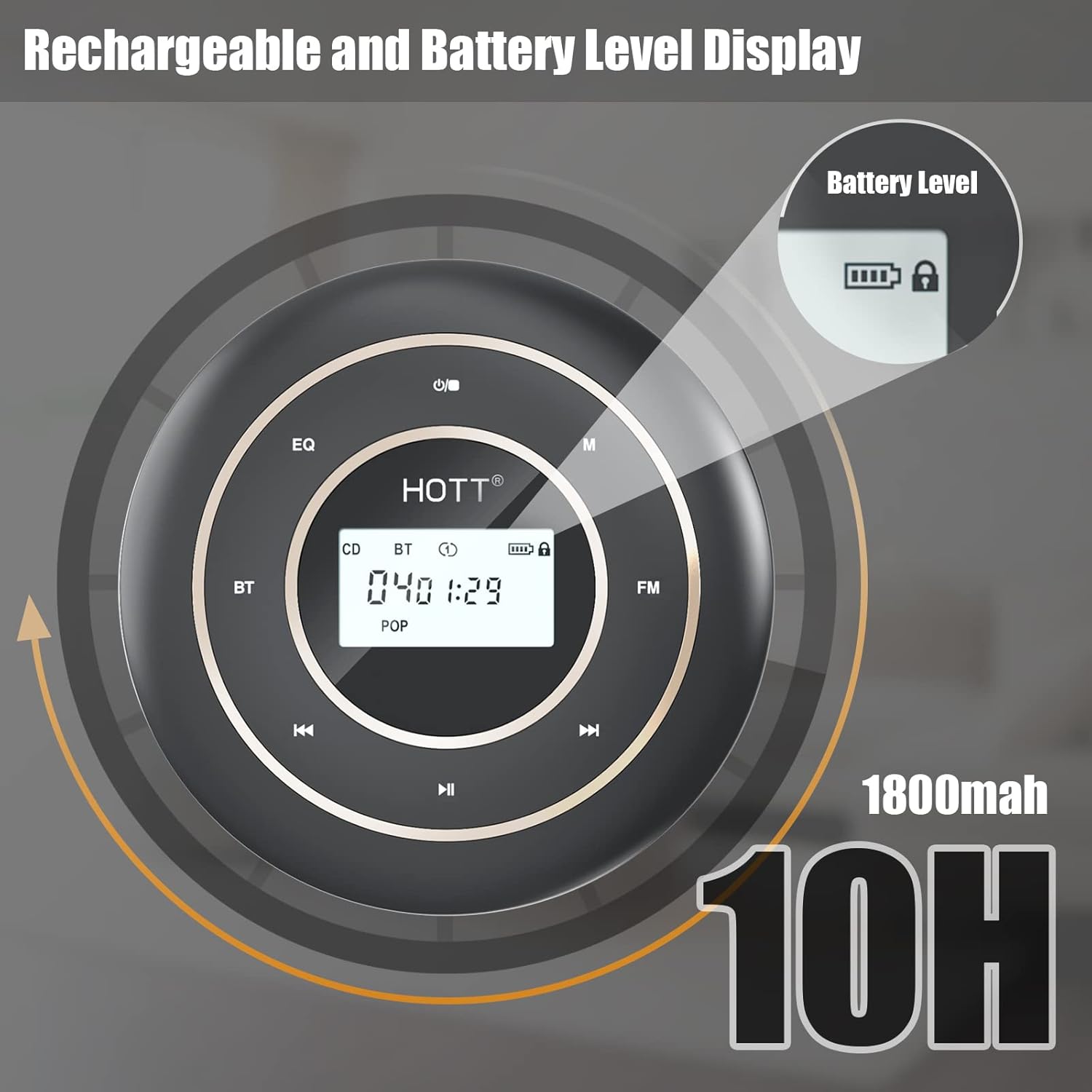 Portable CD Player with Bluetooth 5.0 and FM Transmitter L39275