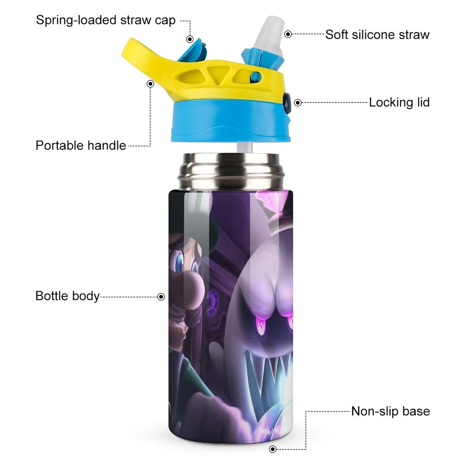 Insulated Stainless Steel Water Bottle with Straw D366131