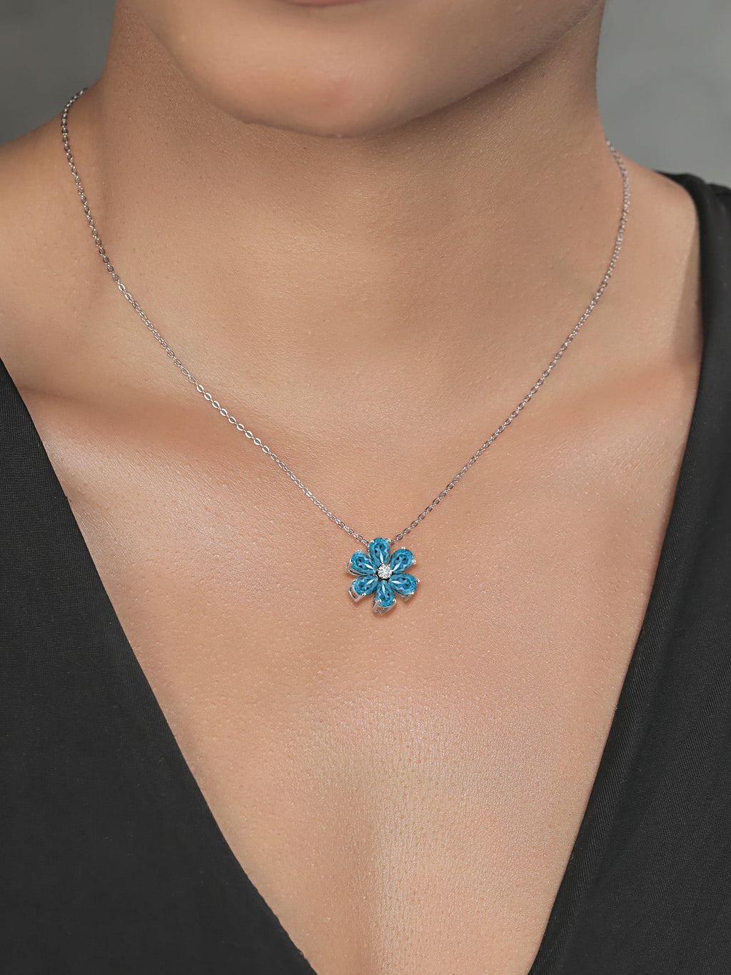 2.47 Ct London Blue Topaz Pear Shape Pendant with Chain P482