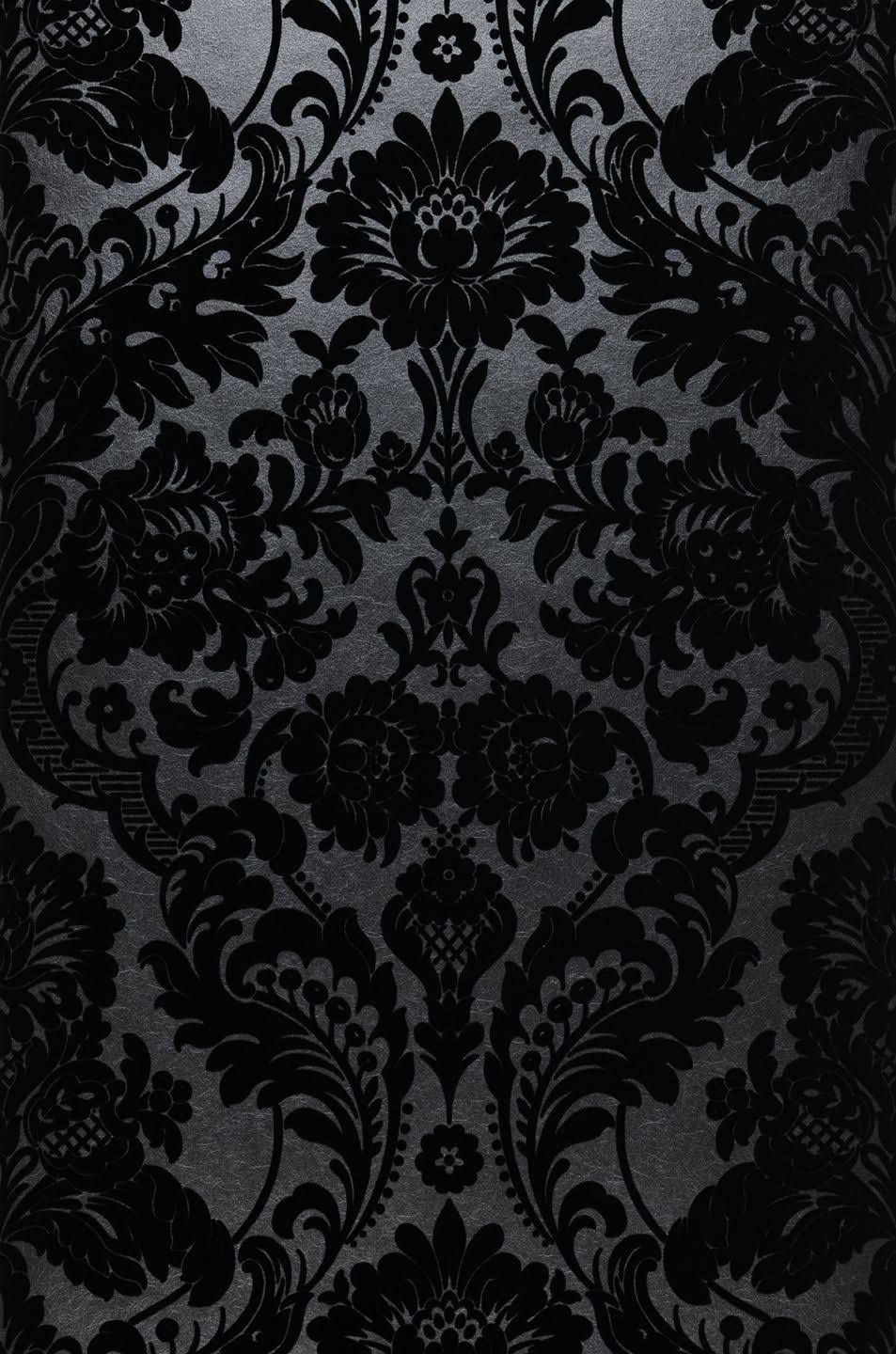 Gothic Damask Noir Wallpaper C69219