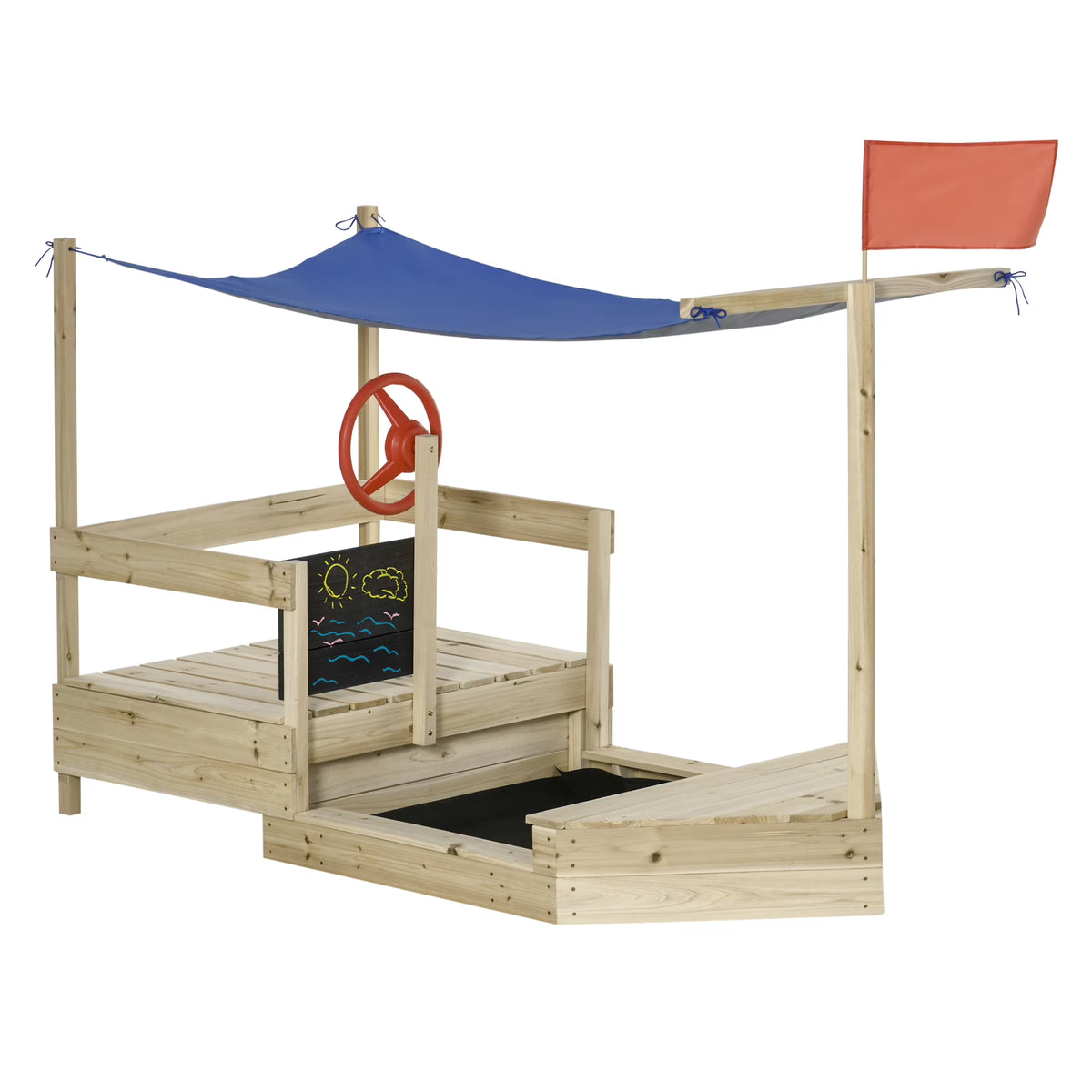 Natural Wood Kids Sandbox with Canopy Shade U496600