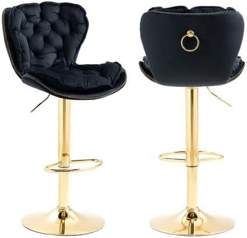 Rose Red Velvet Adjustable Counter Stools with Swivel Seat B2892
