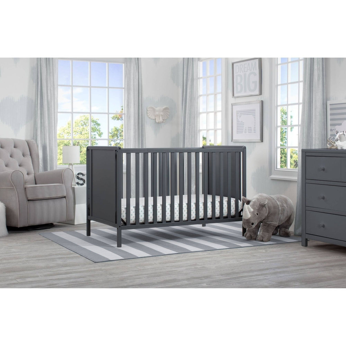 Charcoal Grey 4-in-1 Convertible Crib X8278