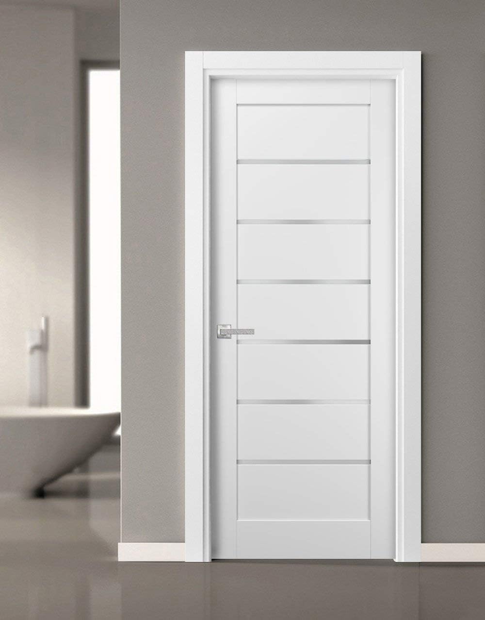 White Silk Frosted Opaque Glass Barn Door Panel 30 x 84 S548