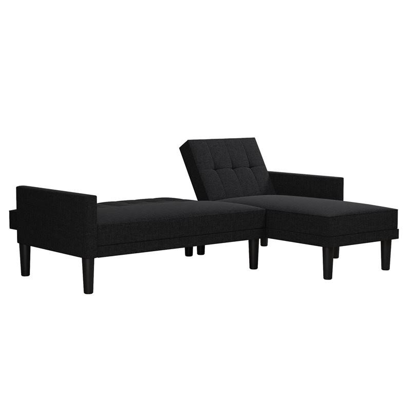 Dark Gray Linen Sectional Sofa Futon F702