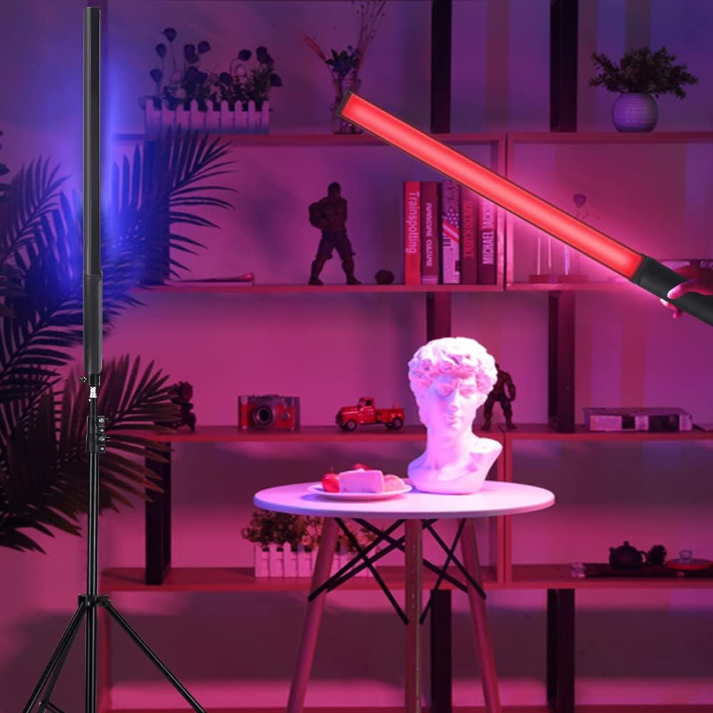 LED Light Sticks RGB Light Wand Photography Light Stick Video Lighting Kit 9 Color Modes with Tripods Pack of 2 P9949