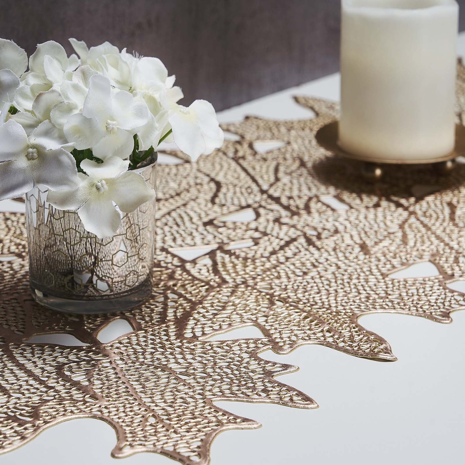 Gold Maple Leaf Vinyl Table Runner W595008