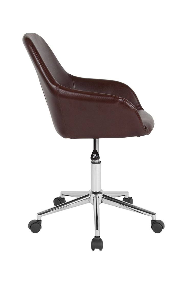 Gray Leather Mid-Back Chair E6152