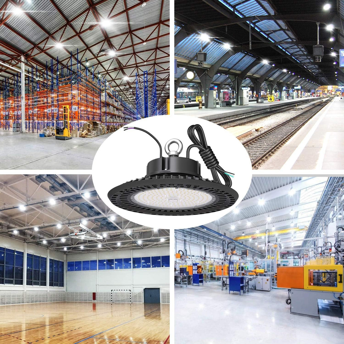 UFO LED High Bay Light 240W 5000K 36,000LM 0-10V Dimmable IP65 Hook Mount, Pack of 2 G322896