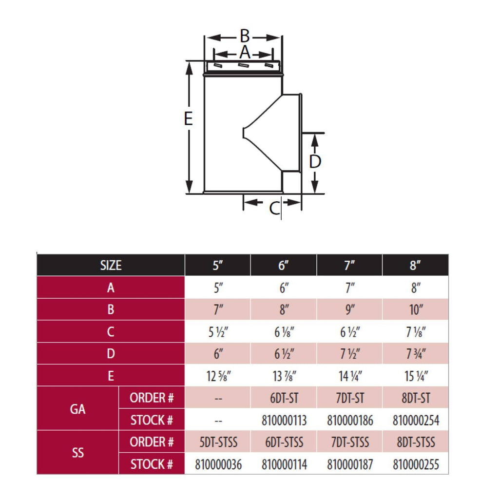 8x22 Diameter Galvalume Tee with Cap Z9457