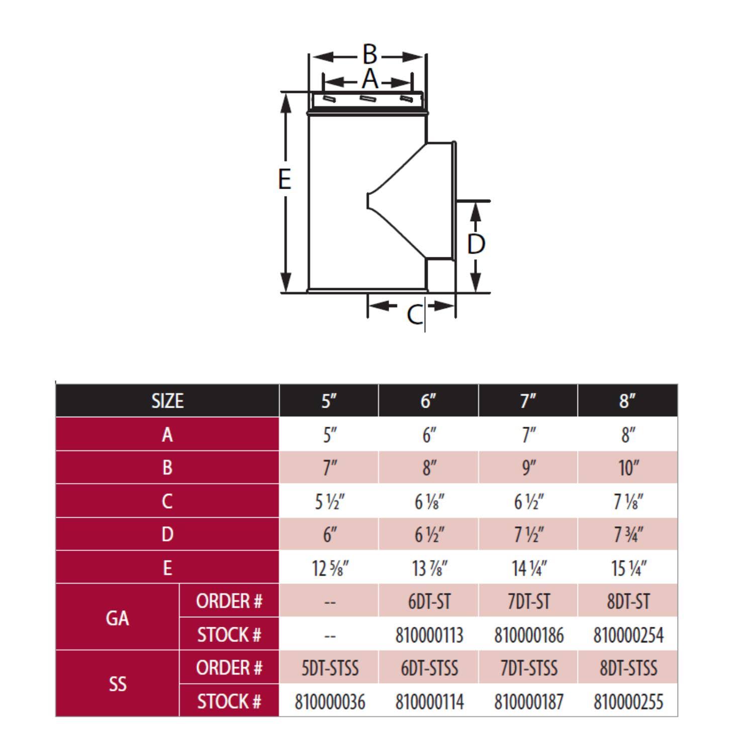 8x22 Diameter Galvalume Tee with Cap Z9457