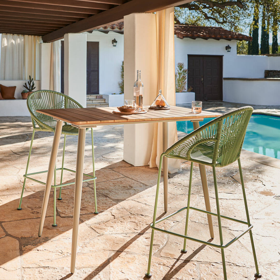 Acacia Bar Table with Slate Metal Legs I8537