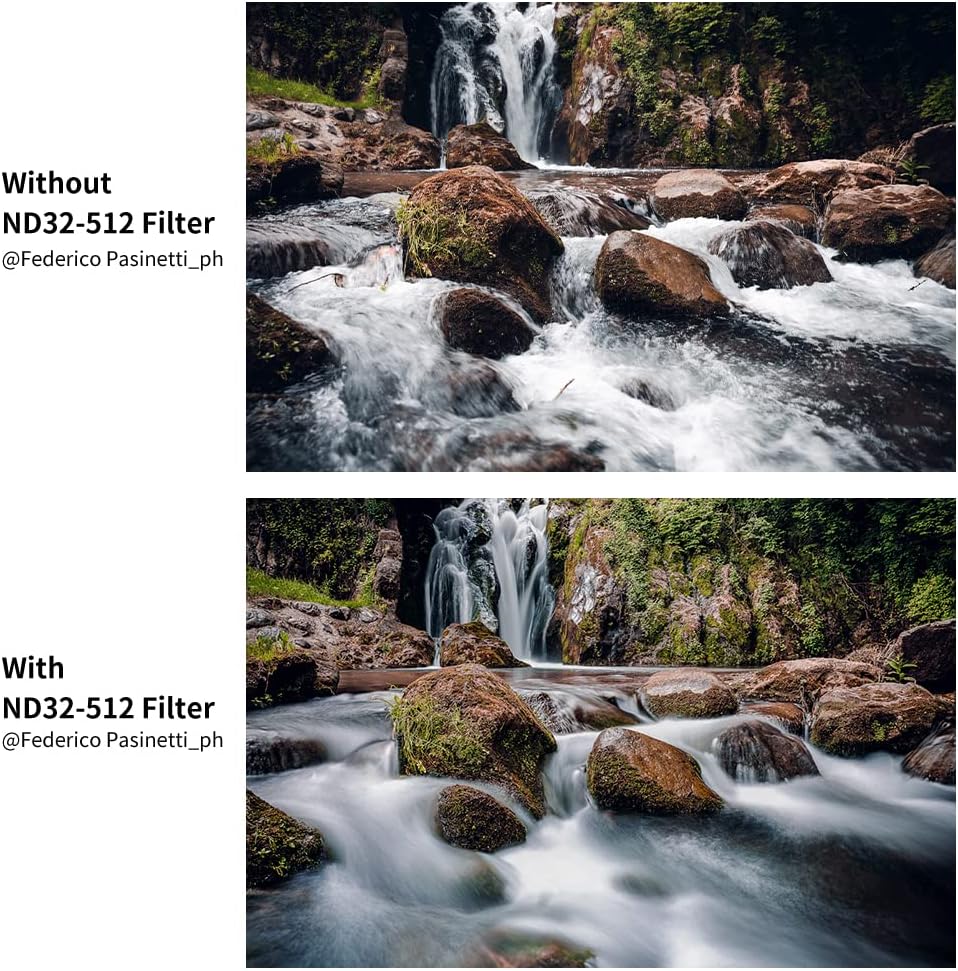 55mm Variable ND Filter ND32-ND512 (5-9 Stops) HD Neutral Density Lens Filter with 28 Multi-Layer Coatings, Pack of 2 U291141