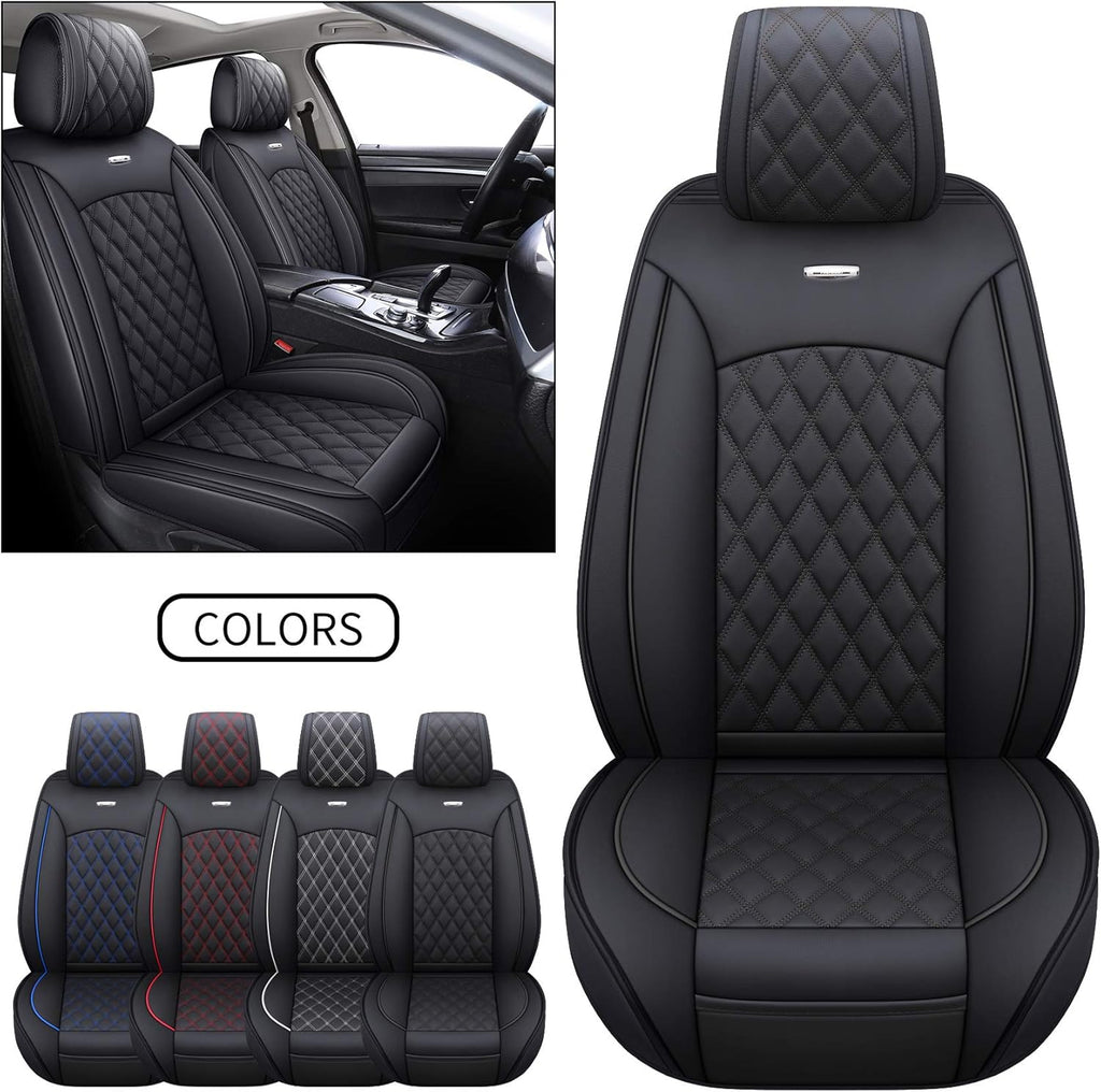 Black-White Waterproof Leather Car Front Seat Covers (2 PCS Front) S892323