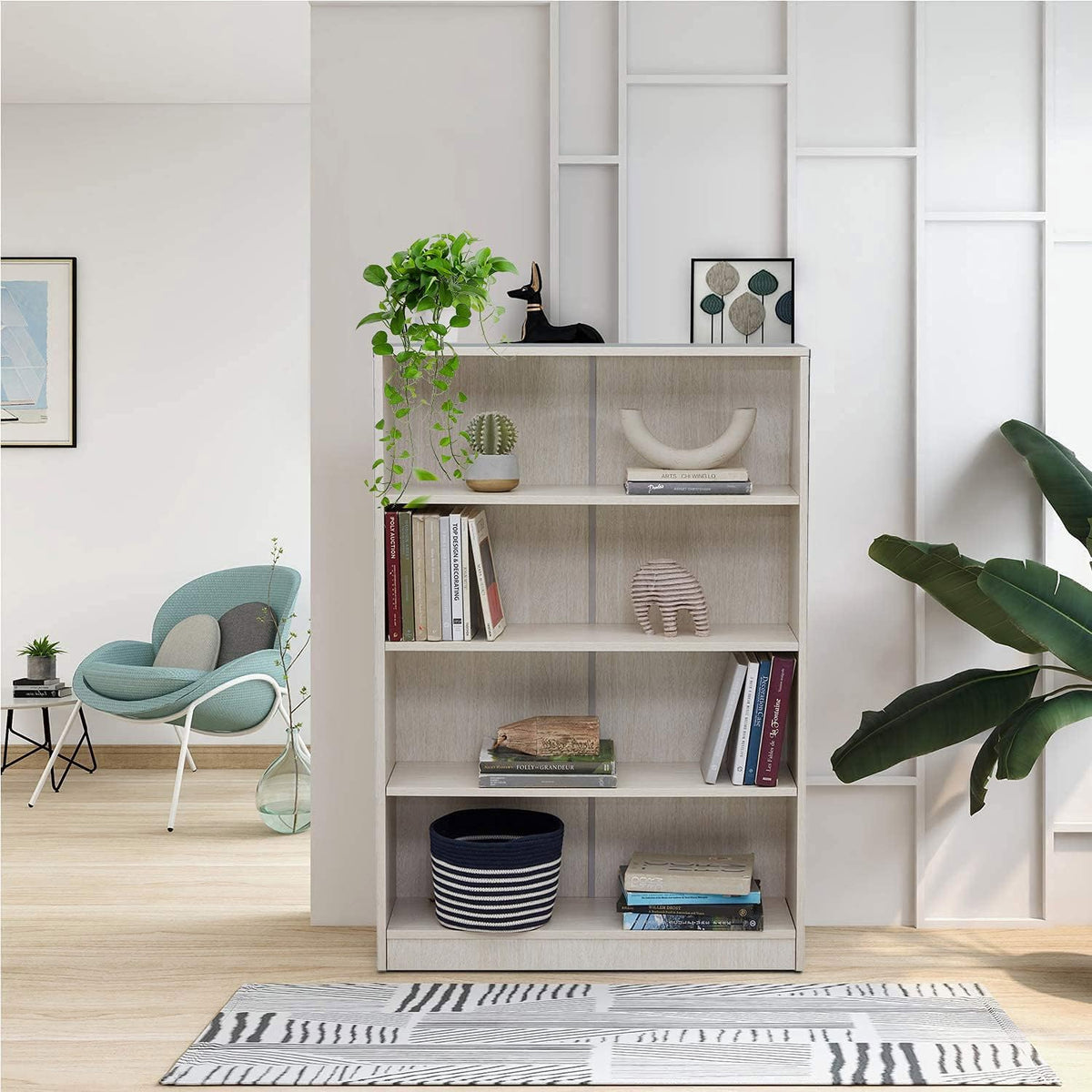 Mahogany 4-Shelf Bookcase V4235