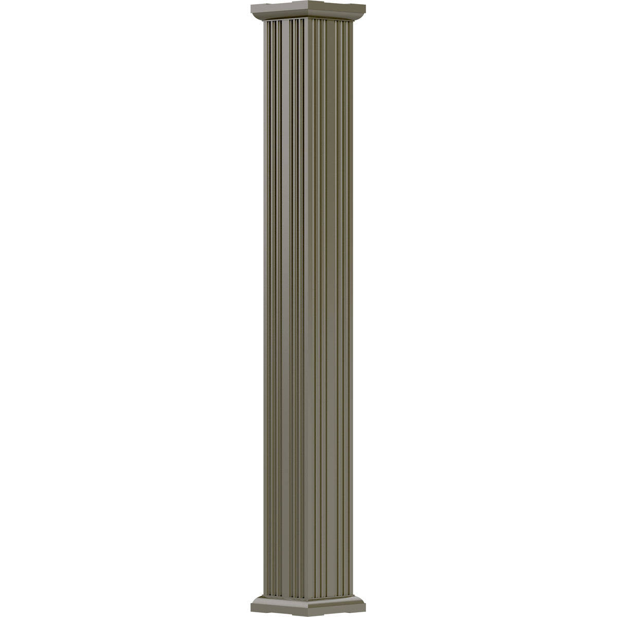 8x22 x 8& Endura-Aluminum Column, Square Shaft, Non-Tapered, Fluted, Clay Finish w/ Capital & B T93911