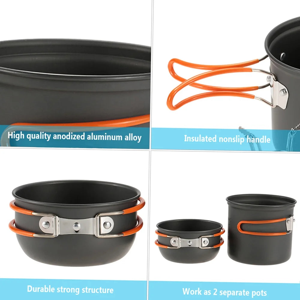 Camping Piezoelectric Ignition Cookware Set with Fork and Spoon B149