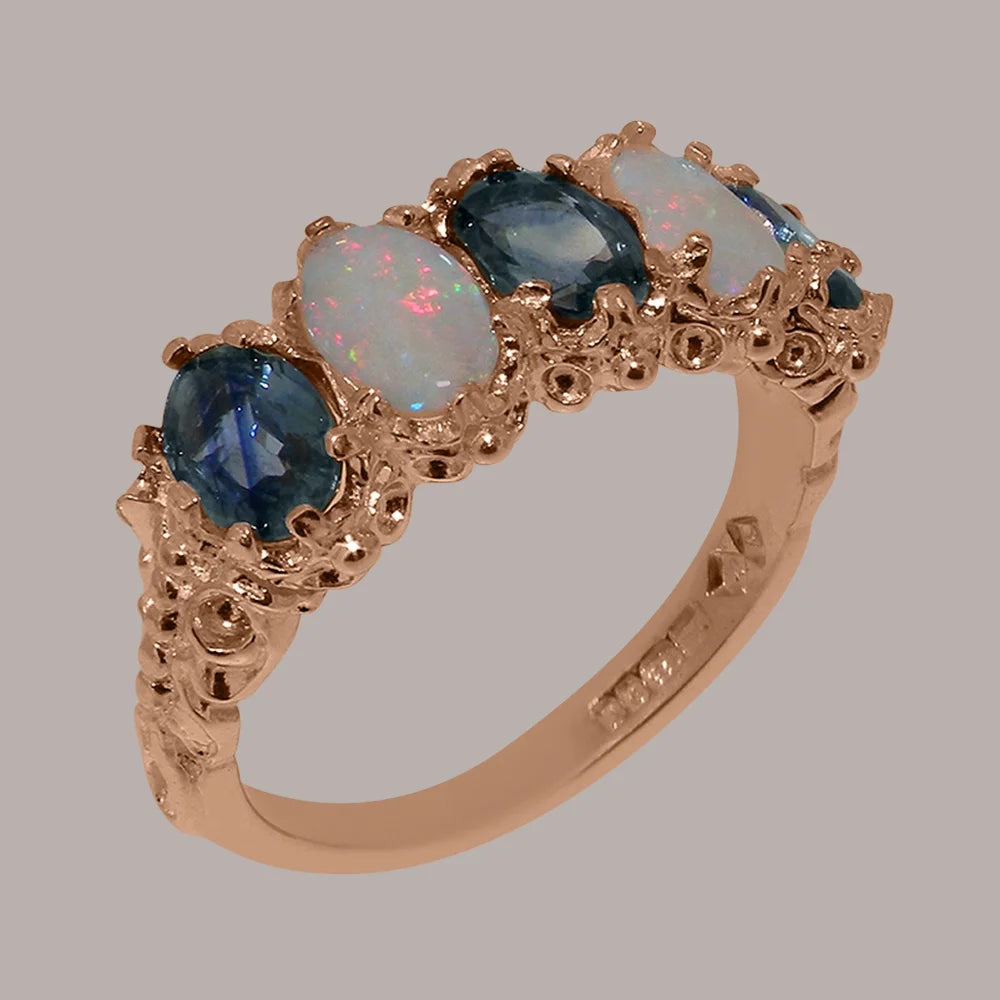 18k Rose Gold Natural Sapphire & Opal Eternity Ring W2024