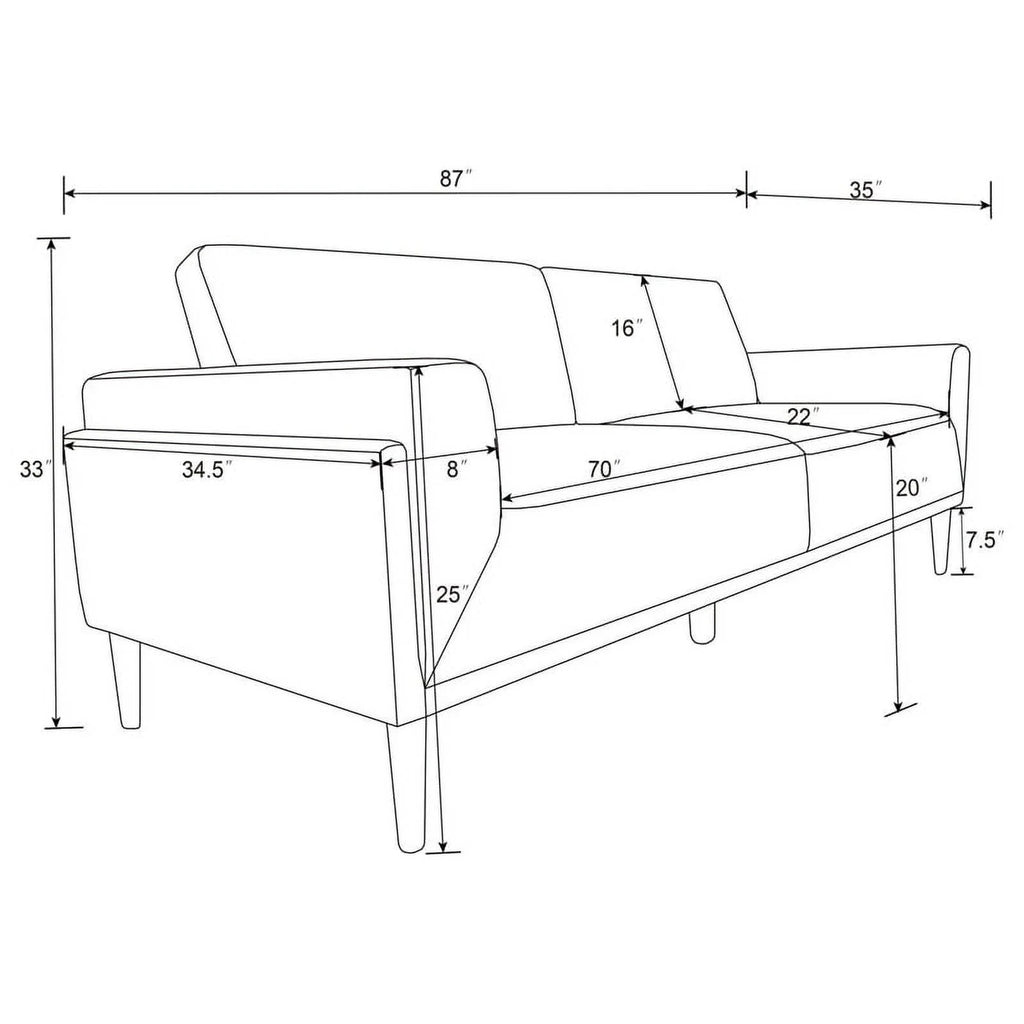 Brown Upholstered Fabric Sofa with Track Arms B75017